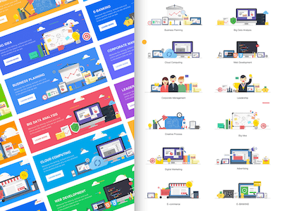 12 Flat Business Illustrations