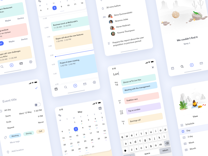 iOS Calendar App UI Kit