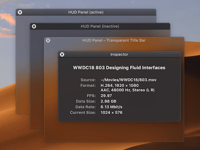 macOS Mojave-Style HUD Panels