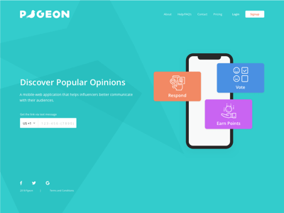 Pgeon App Landing Page