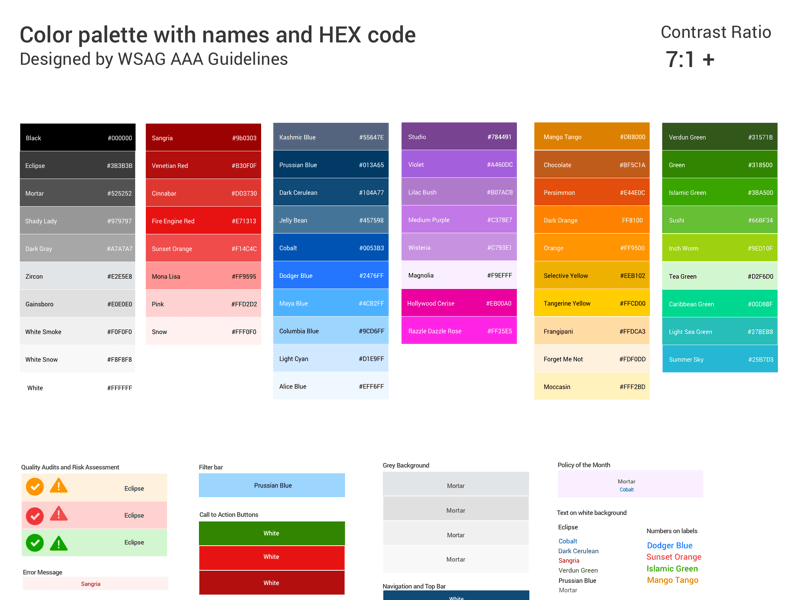 WSAG AAA Guidelines Color Palette